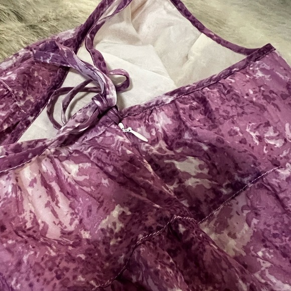 TALBOTS 4P Purple Tie Dye Tired Flared Lined Circle Skirt Bohemian Side Zip - Picture 4 of 9